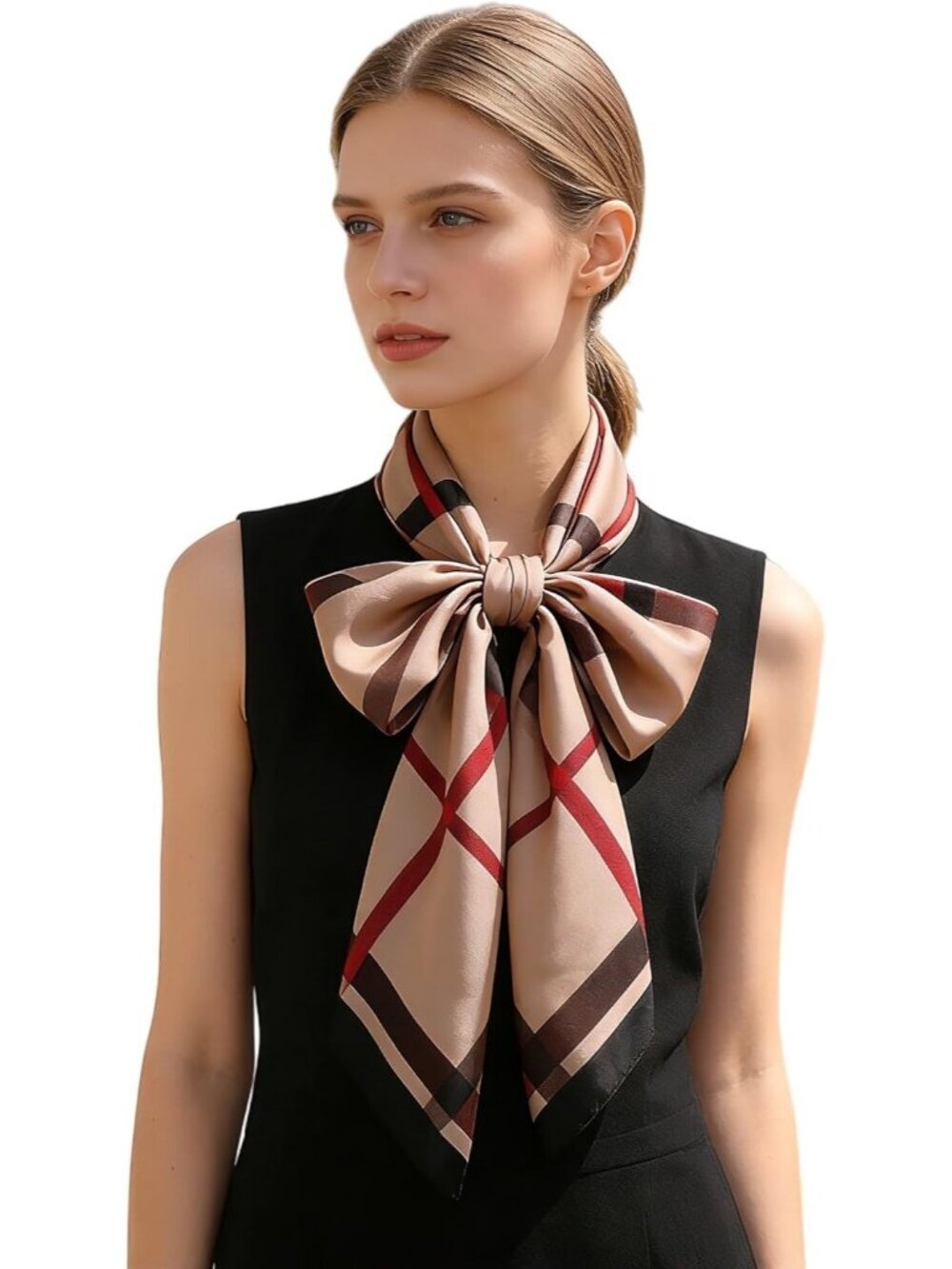 Women's Brown Lightweight Silk Like Scarves Flowers Print Head Cotton Wrap Scarf
